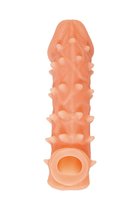 Телесная закрытая насадка с пупырышками Cock Sleeve 005 Size M - 15,6 см., цвет телесный - Kokos