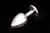 Большая серебристая анальная пробка с круглым кончиком и ярким сиреневым кристаллом - 9 см, цвет сиреневый - Пикантные штучки