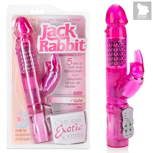 Вибратор Waterproof Jack Rabbit-5 Rows, цвет розовый - California Exotic Novelties