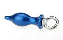 Синяя металлическая пробка с кольцом - 16 см, цвет синий - 4sexdreaM