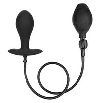 Черная расширяющаяся анальная пробка Weighted Silicone Inflatable Plug Large - 8,25 см., цвет черный - California Exotic Novelties