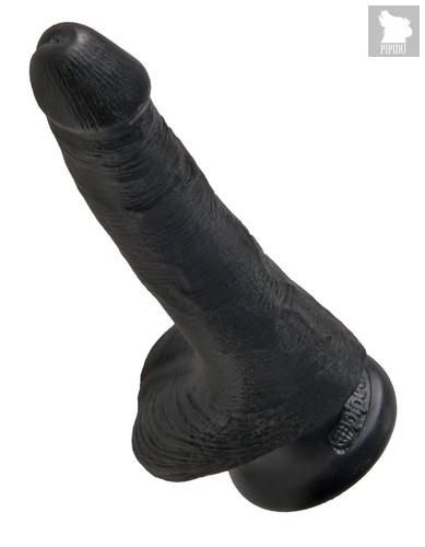 Фаллоимитатор на присоске с мошонкой черный King Cock 6 Cock with Balls, цвет черный - Pipedream