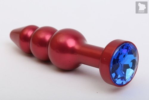 Анальная ёлочка с синим кристаллом - 11,2 см, цвет красный - 4sexdreaM