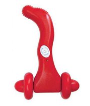 Красный водонепроницаемый вибромассажёр с колёсиками - 12,7 см, цвет красный - Dream toys