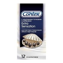 Презервативы с крупными точками и рёбрами Contex Extra Sensation - 12 шт. - CONTEX