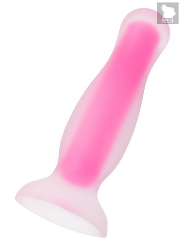 Розовая, светящаяся в темноте анальная втулка John Glow - 12,5 см., цвет розовый - Toyfa