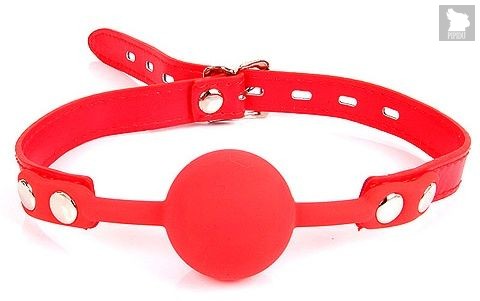 Красный силиконовый кляп-шарик на регулируемом ремешке, цвет красный - Bioritm