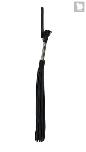 Чёрная кожаная плеть с 25 хвостами и металлической ручкой - 53 см., цвет серебряный/черный - МиФ