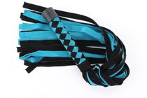 Черно-голубая замшевая плеть с ромбами на ручке - 58 см., цвет голубой/черный - БДСМ арсенал