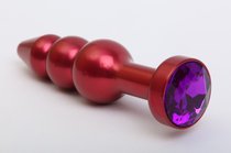 Анальная ёлочка с фиолетовым кристаллом - 11,2 см, цвет красный - 4sexdreaM