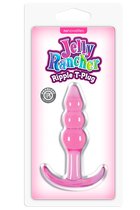 Розовая анальная пробка Jelly Rancher T-Plug Ripple - 10,9 см - NS Novelties