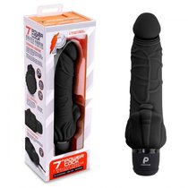 Черный вибратор-реалистик с клиторальными лепестками 7" Realistic Vibrator - 21,5 см., цвет черный - Powercocks