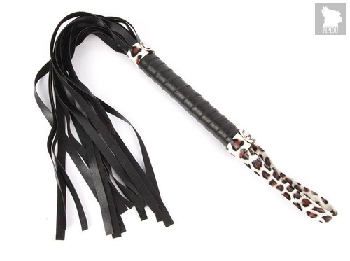 Черный флоггер с черно-леопардовой ручкой Notabu - 49 см., цвет леопард - Bioritm