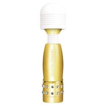 Золотистый жезловый мини-вибратор с кристаллами Mini Massager Gold Edition, цвет золотой - Bodywand