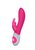 Ярко-розовый вибромассажёр с клиторальным отростком и отделанной стразами рукоятью The Classic Rabbit - 22 см, цвет розовый - The Rabbit Company