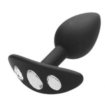 Черная анальная пробка Diamond Butt Plug With Handle - 8,6 см., цвет черный - Shots Media