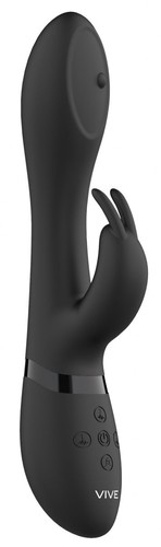 Черный вибромассажер-кролик Mira - 21,5 см., цвет черный - Shots Media