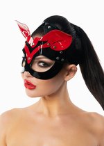 Черно-красная лакированная маска кошки с ушками, цвет красный/черный - МиФ