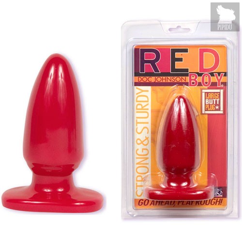 Анальная пробка Red Boy Large 5 Butt Plug - 13,2 см, цвет красный - Doc Johnson