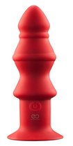Красный ребристый анальный вибромассажер - 12,7 см., цвет красный - Nanma (NMC)