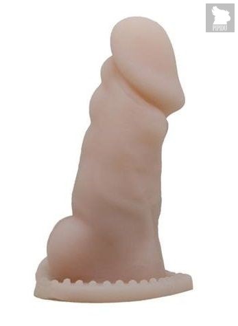 Телесная закрытая насадка на пенис с вибрацией - 13,3 см., цвет телесный - Baile