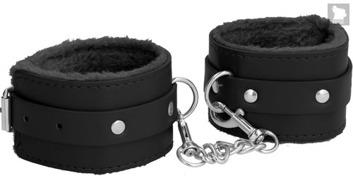 Черные поножи Plush Leather Ankle Cuffs, цвет черный - Shots Media