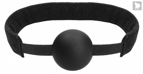 Черный кляп-шарик V&V Adjustable Ball Gag на липучке, цвет черный - Shots Media