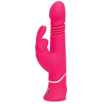 Розовый вибратор Thrusting Realistic Rechargeable Rabbit Vibrator с имитацией толчков - 22,8 см., цвет розовый - Lovehoney