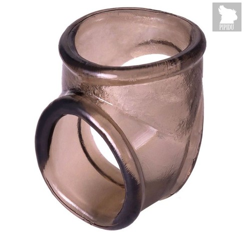 Дымчатое эрекционное кольцо с фиксацией мошонки - Toyfa