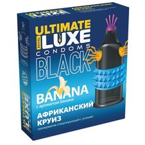 Черный стимулирующий презерватив "Африканский круиз" с ароматом банана - 1 шт., цвет черный - LUXLITE