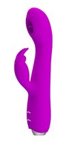 Лиловый вибромассажер-кролик Rachel с имитацией оральных ласк - 19,9 см., цвет лиловый - Baile