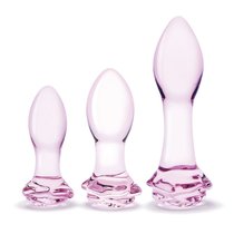 Набор из 3 стеклянных анальных пробок Rosebud Butt Plug Set, цвет розовый - Gläs