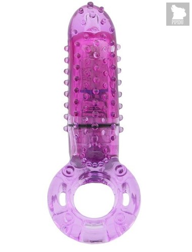 Фиолетовое эрекционное кольцо с вибрацией и пальчиком OYEAH PURPLE, цвет фиолетовый - Screaming O