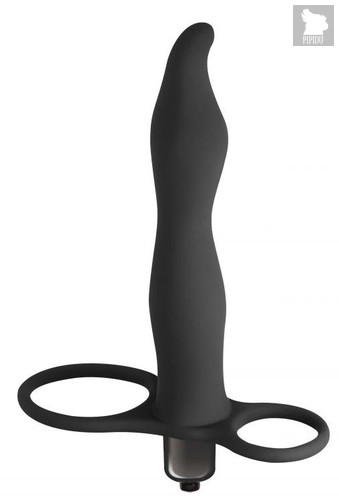 Черная вибронасадка для двойного проникновения Flirtini - 15,9 см., цвет черный - Lola Toys