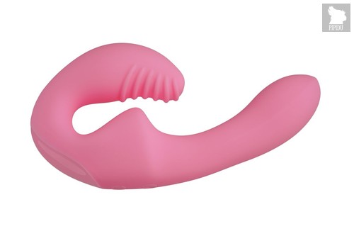 Нежно-розовый безремневой страпон с пультом ДУ - 17,5 см., цвет розовый - Главсексмаг