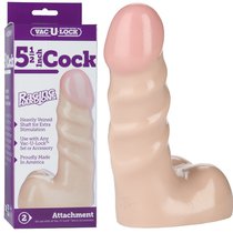 Насадка к трусикам Vac-U-Lock - 5.5" Raging Hard-On Cock, 14 см, цвет телесный - Doc Johnson