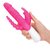 Розовый перезаряжаемый вибратор с 2 дополнительными отростками - 22 см., цвет розовый - Rabbit Essentials
