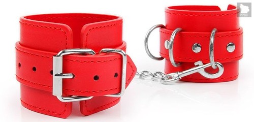 Красные наручники на регулируемых ремешках с цепочкой, цвет красный - Bioritm