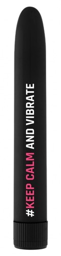 Черный гладкий вибромассажер Feelgood Vibe #Keep calm and vibrate - 17,2 см., цвет черный - Shots Media