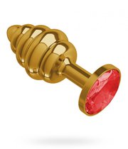 Золотистая пробка с рёбрышками и красным кристаллом - 7 см, цвет золотой/красный - МиФ