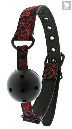 Кляп-шарик с отверстиями DELUXE BREATHABLE BALL GAG, цвет красный/черный - Dream toys