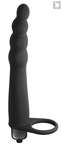 Черная вибронасадка для двойного проникновения Bramble - 16,5 см., цвет черный - Lola Toys