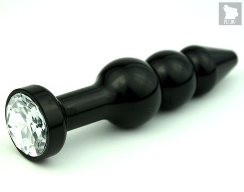 Чёрная анальная ёлочка с прозрачным кристаллом - 11,2 см, цвет черный - 4sexdreaM