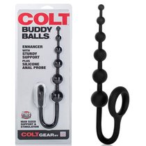 Анальная цепочка COLT - Buddy Balls с эрекционным кольцом, цвет черный - California Exotic Novelties
