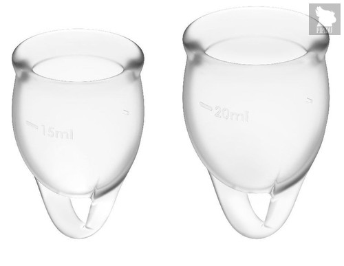 Набор прозрачных менструальных чаш Feel confident Menstrual Cup, цвет прозрачный - Satisfyer