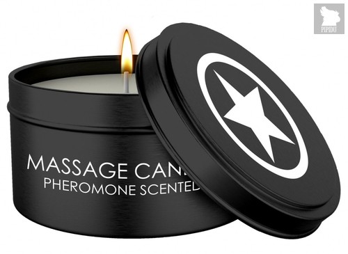 Массажная свеча с феромонами Massage Candle Pheromone Scented, цвет черный - Shots Media