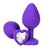 Фиолетовая силиконовая анальная пробка с прозрачным стразом-сердцем - 8,5 см., цвет прозрачный - Vandersex