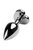Серебристая коническая анальная пробка с черным кристаллом-сердечком - 7 см., цвет черный - Toyfa