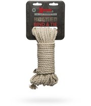 Бондажная пеньковая верёвка Kink Bind Tie Hemp Bondage Rope 30 Ft - 9,1 м., цвет бежевый/серый - Doc Johnson