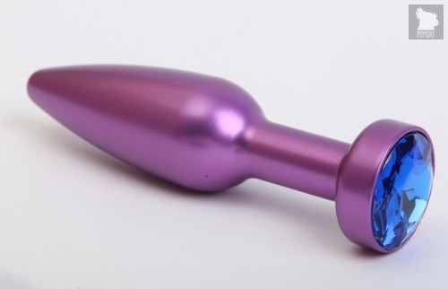 Фиолетовая анальная пробка с синим стразом - 11,2 см, цвет фиолетовый - 4sexdreaM